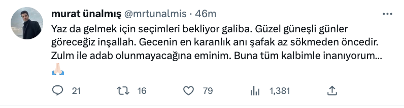 murat unalmis in secim paylasimi gundem oldu